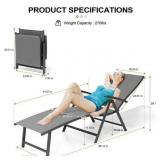 $110 Pellebant Outdoor Chaise Lounge Aluminum Patio Folding Chair, LIGHT Gr
