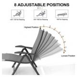 $110 Pellebant Outdoor Chaise Lounge Aluminum Patio Folding Chair, LIGHT Gr