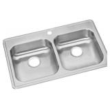 $202 Elkay GE23321 Dayton 33" Drop-In Basin Stainless Sink - 1 Faucet