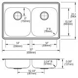 $202 Elkay GE23321 Dayton 33" Drop-In Basin Stainless Sink - 1 Faucet