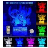 Stitch & Angel 3D Lamp with Remote Nighlight