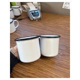 2 pack!! $19each! Crow Canyon Home Enamelware Mug, 12 oz, Vintage White/Bla