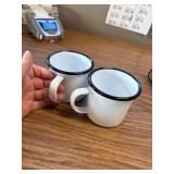 2 pack!! $19each! Crow Canyon Home Enamelware Mug, 12 oz, Vintage White/Bla