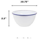 Crow Canyon Home Enamelware Salad Bowl, 5 quart, White/Black