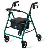 $73 Medline Aluminum Rollator Walker with Seat, Green, 250 lb