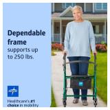 $73 Medline Aluminum Rollator Walker with Seat, Green, 250 lb