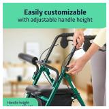 $73 Medline Aluminum Rollator Walker with Seat, Green, 250 lb