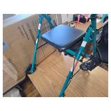 $73 Medline Aluminum Rollator Walker with Seat, Green, 250 lb