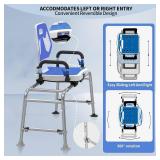 $190 Sliding Shower Chair with Backrest, Non-Slip Cups, 400lb Capacity