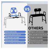 $190 Sliding Shower Chair with Backrest, Non-Slip Cups, 400lb Capacity