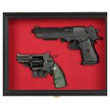 2 Pistol Handgun Revolver Display Case Cabinet Shadow Box
