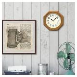 $95 Seiko Octagon Shape Wall Clock - Medium Brown Solid Oak