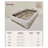 $130 Cloud Twin Bed Frame, Boucle, Upholstered, No Box Spring, White