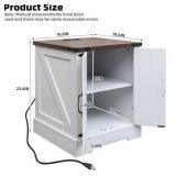 $145 Farmhouse End Table with Charging Station, BROWN