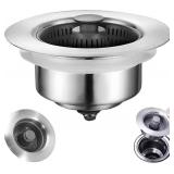 SUS304 Stainless Sink Drain Strainer Stopper, 3-in-1, Silver