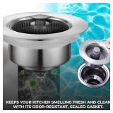 SUS304 Stainless Sink Drain Strainer Stopper, 3-in-1, Silver
