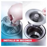 SUS304 Stainless Sink Drain Strainer Stopper, 3-in-1, Silver