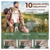 Portable 4 in1 Fan with Light, 10-Speed, 40H Runtime (Green)