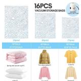 16 Pack Vacuum Storage Bags with Electric Pump for Clothing
