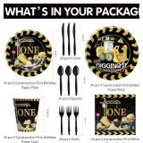 Construction First Birthday Party Supplies, Serves 24