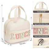 Lunch Bag Insulated PU Leather Leakproof Portable Strawberries