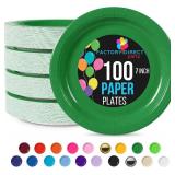 Emerald Green Paper Plates, 7in, Disposable, Heavy Duty, 100 Pcs