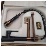 Rose Gold Black Style Kitchen Spring Faucet, Pull Down Dual Spouts Single Handle Water Mixer Tap(Rose Gold and Black)- Retail: $168