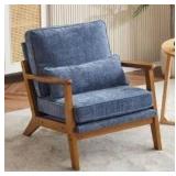 Karl home Accent Chair Wide Armrest Mid-Century Lounge Chair Chenille, Dusty-Blue