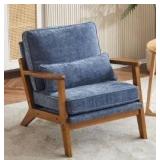 Karl home Accent Chair Wide Armrest Mid-Century Lounge Chair Chenille, Dusty-Blue
