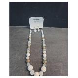 Aenu 8-18mm Beads Necklace 18 Graduated Chunky Beaded Choker Necklaces with Earring Set for Women (White)