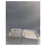 25 pk Genpak Large Snap-It 1 Cmpt. Vented Hinged Container - 9 1/4\" x 9 1/4\" x 3\", Black