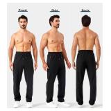 Minorlee Mens Joggers with Zipper Pockets Open Bottom Sweatpants for Men 3 Pack Lightweight Track Pants Men for Workout,Gym, Large
