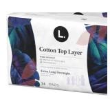 L. Ultra Thin Pads for Women, Overnight Absorbency, Organic Cotton Top Layer, Unscented Pads with Wings, 24 count