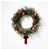 XL Pine Red Eucalyptus and Red Berry Holiday Artificial Wreath - Threshold designed with Studio McGee