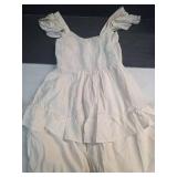 Women Summer Dresses Casual Boho Smocked Ruffle Sun Beach Babydoll Mini Dress Layered Flowy Swing Dress, Medium