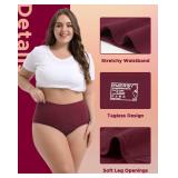 INNERSY Period Underwear for Women High Waisted Leak-Proof Postpartum Menstrual Panties 3-Pack (Rose Print, Medium)