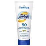 Coppertone Sport Mineral Sunscreen Lotion SPF 50, Water Resistant Sunscreen with Zinc Oxide, 5 Fl Oz Bottle