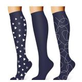 WITHYOU 3 Pairs Compression Socks for Women & Men 15-20 mmHg,Best Support for Nurses Running Hiking