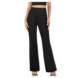 AB-Eleven Womens Dress Pants Business Casual Work Pants with Pockets Pull On Flare Office Slacks High Waist Stretchy Trousers Black, XL