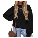 XIEERDUO Early Fall Fashion Sweaters for Women Fall Fashion Must Haves Black Sweater Long Sleeve Shirts Cashmere Sweater M