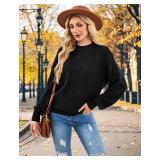 XIEERDUO Early Fall Fashion Sweaters for Women Fall Fashion Must Haves Black Sweater Long Sleeve Shirts Cashmere Sweater M