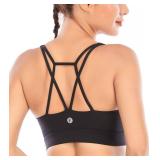 RUNNING GIRL Sports Bras for Women Backless Padded Sports Bra Tank Top Long Line Gym High Impact Sports Bra Push up(WX2569Black,L)