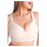 SHAPERMINT Sweetheart Bras for Women Wireless Push Up Bra with Support, Full Coverage Seamless Bralette Comfortable Bras for Women No Underwire, Plus Size and Everyday T Shirt Bra Chai Size- Medium
