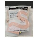 SHAPERMINT Sweetheart Bras for Women Wireless Push Up Bra with Support, Full Coverage Seamless Bralette Comfortable Bras for Women No Underwire, Plus Size and Everyday T Shirt Bra Chai Size- Medium