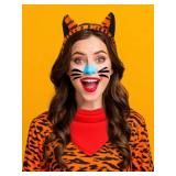 Suncalla 3 Pcs Tiger Adult Costume Ear Headband Tail Red Bandana Cereal Mascot Costume Animal Tiger Halloween Supplies for Cosplay Party