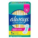 Always Ultra Thin Pads Size 1 Regular Absorbency Unscented - 44ct