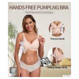 Vinfact Hands Free Pumping Bra Seamless Nursing Pump Bras Comfort Maternity Pumping Bras with Padding, Wireless Beige, XXL