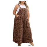 OLRIK Plus Size Romper Dressy Jumpsuit For Curvy Women Fashion Boho Jumper For Vacation LD Coffee-4X