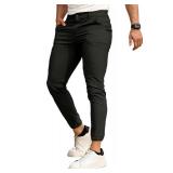 GINGTTO Mens Cropped Joggers Casual Pants Chinos Skinny Workout Golf Pants for Men 26\" Inseam Black 34
