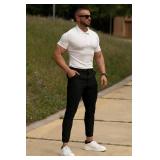 GINGTTO Mens Cropped Joggers Casual Pants Chinos Skinny Workout Golf Pants for Men 26\" Inseam Black 34